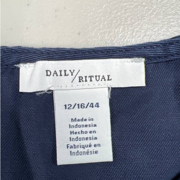 Daily Ritual Women's Large Blue Sleeveless Tencel Shorts Romper Drawstring Top - Picture 2 of 9